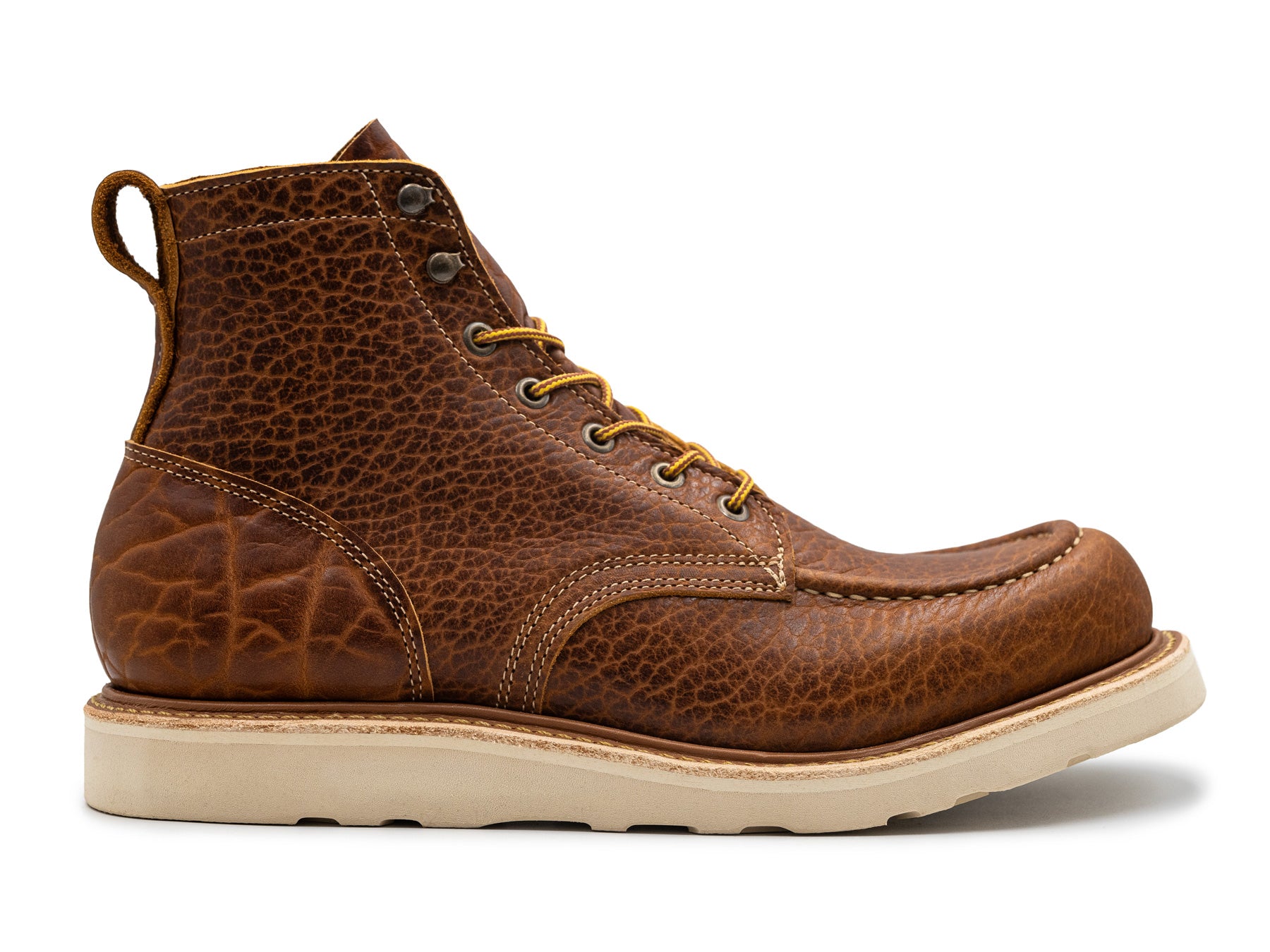 Cognac Shrunken Bison | Moc Toe – Truman Boot Co.
