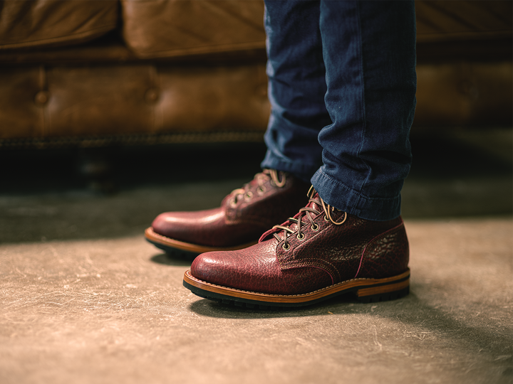 Black Cherry Shrunken Bison (Plain Toe) | 9.5D