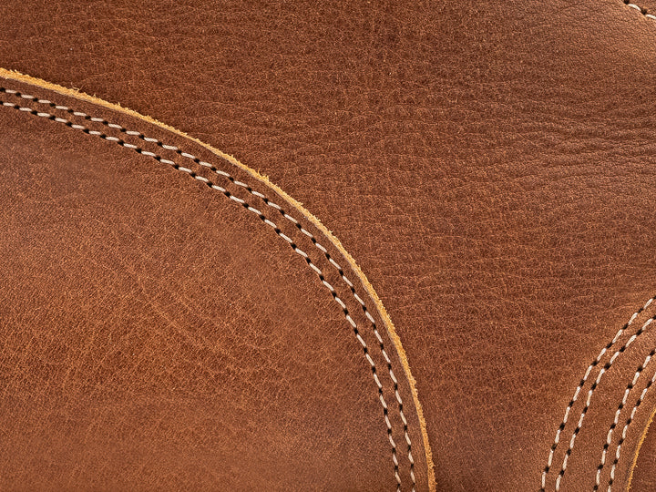 close up shot of british tan grizzly leather