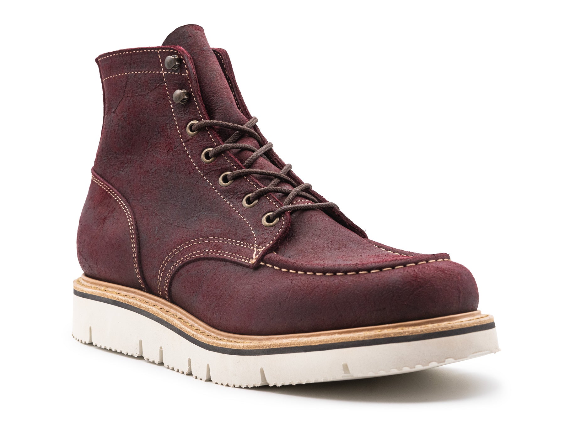 ワインレッド オープントゥブーツ Burgundy Rambler | Moc Toe – Truman Boot Co.