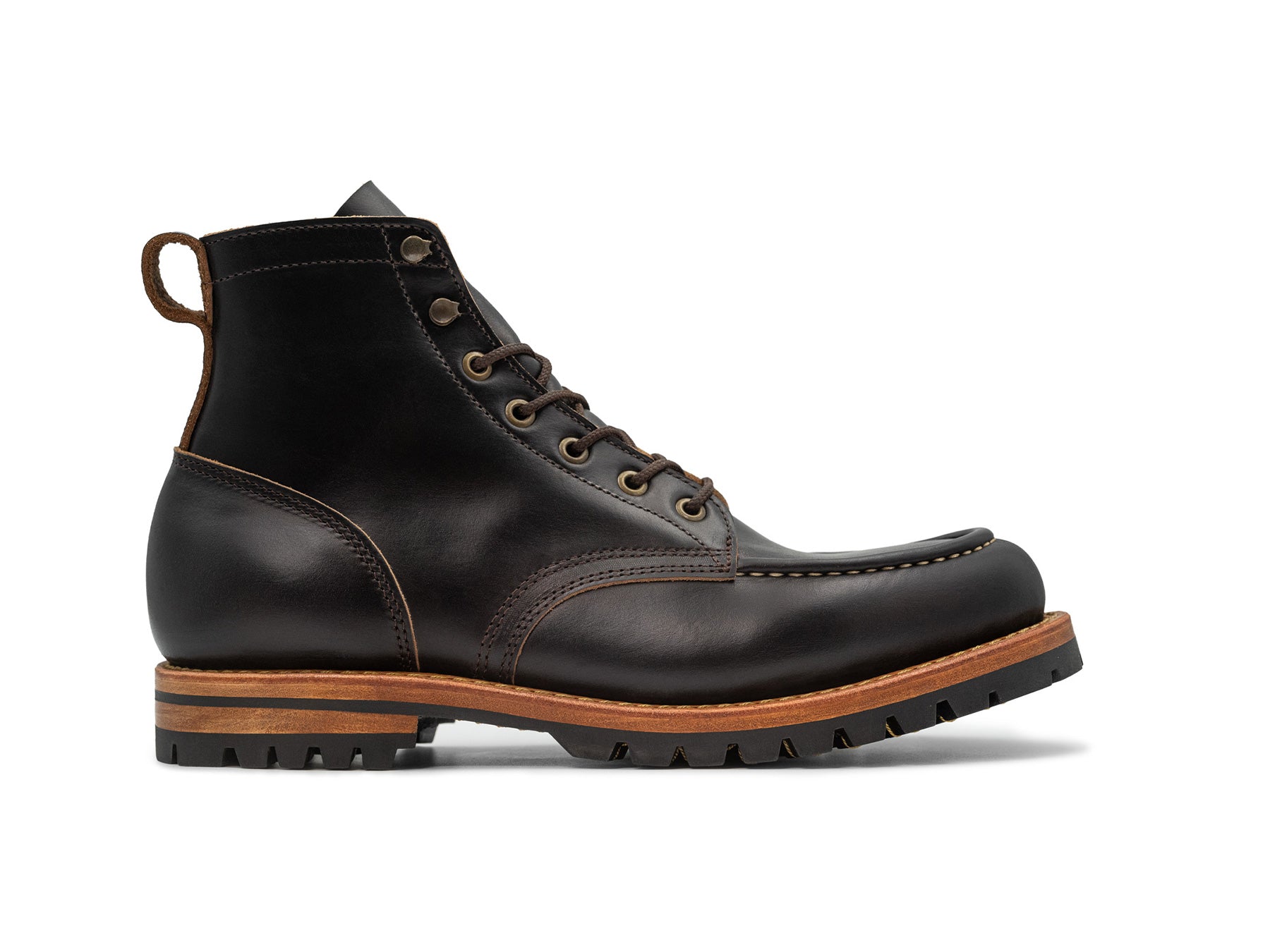 Charcoal Double Shot casual moc toe boot side view