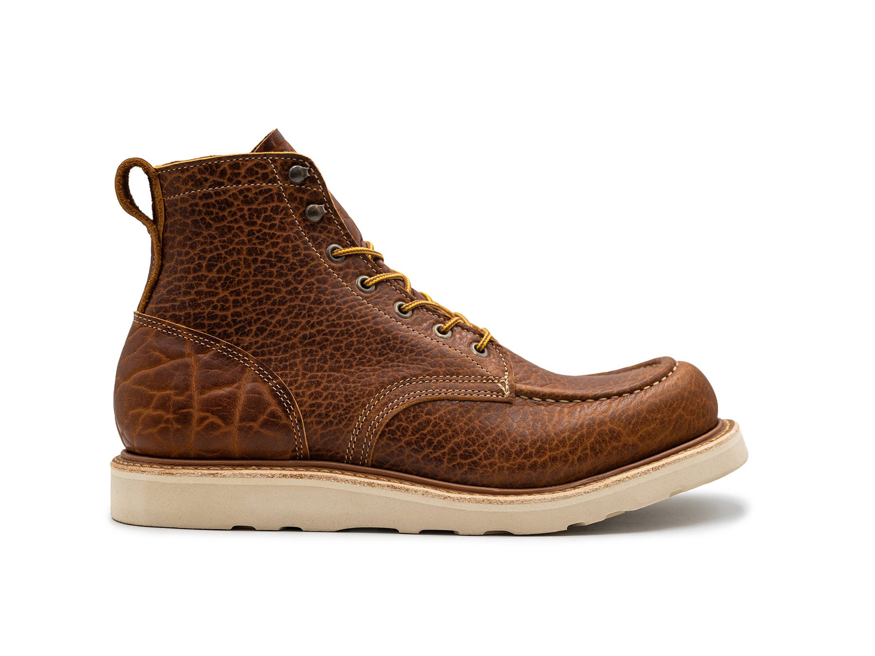 Cognac Shrunken Bison | Moc Toe – Truman Boot Co.