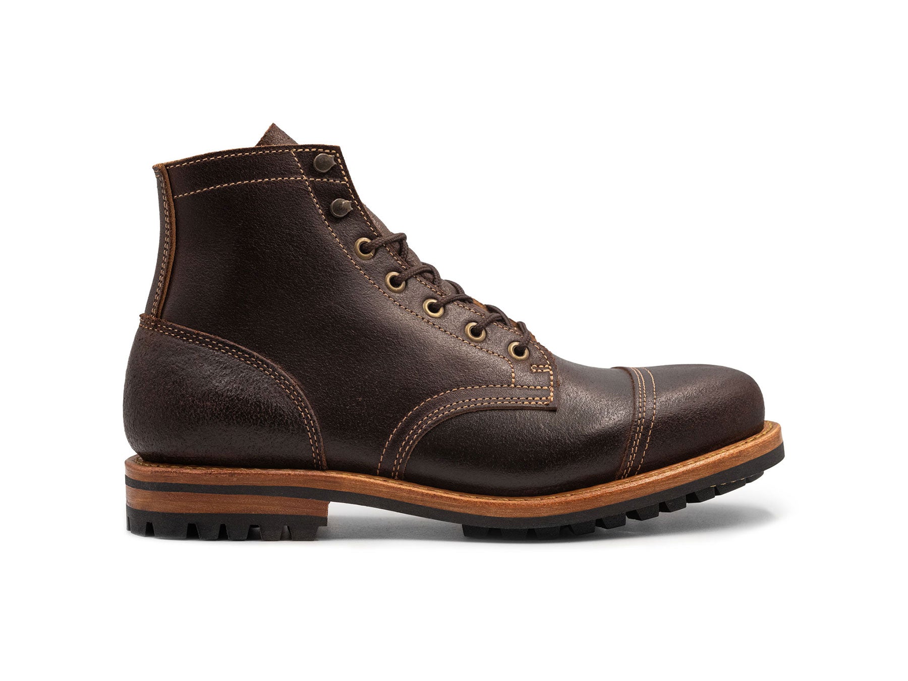 TRUMAN COAT - Chocolate / Black Sサイズ Chocolate Rough Shot | Cap Toe – Truman Boot Co.