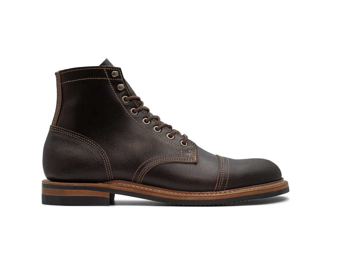 Java Waxed Flesh cap toe boot side view