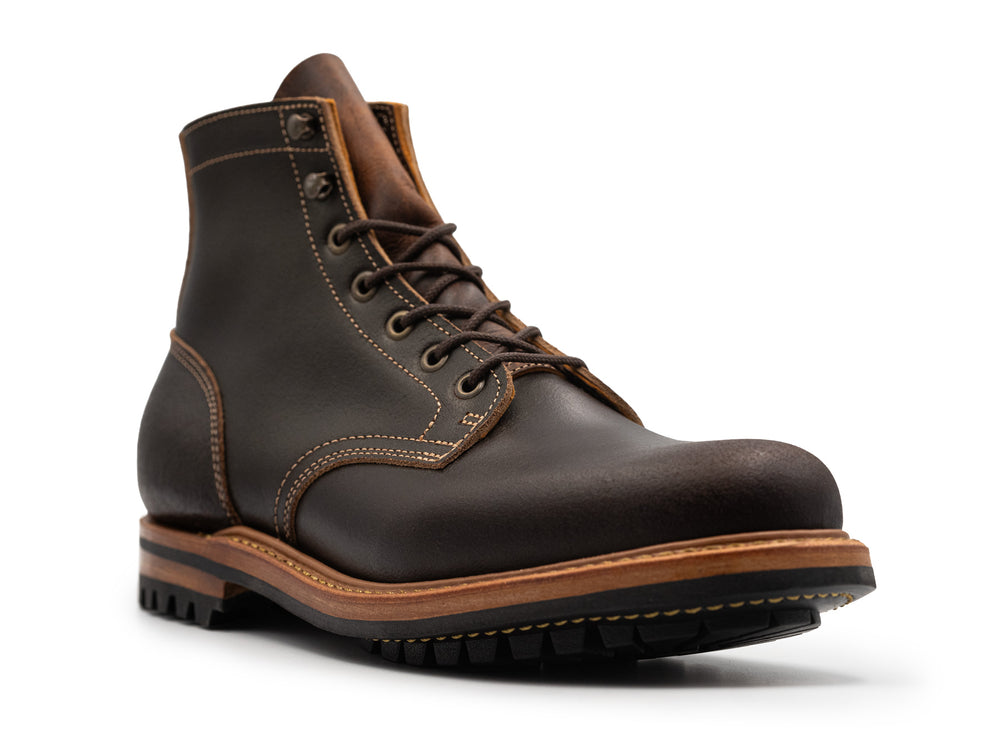 3qtr view of java waxed flesh plain toe boot on white background