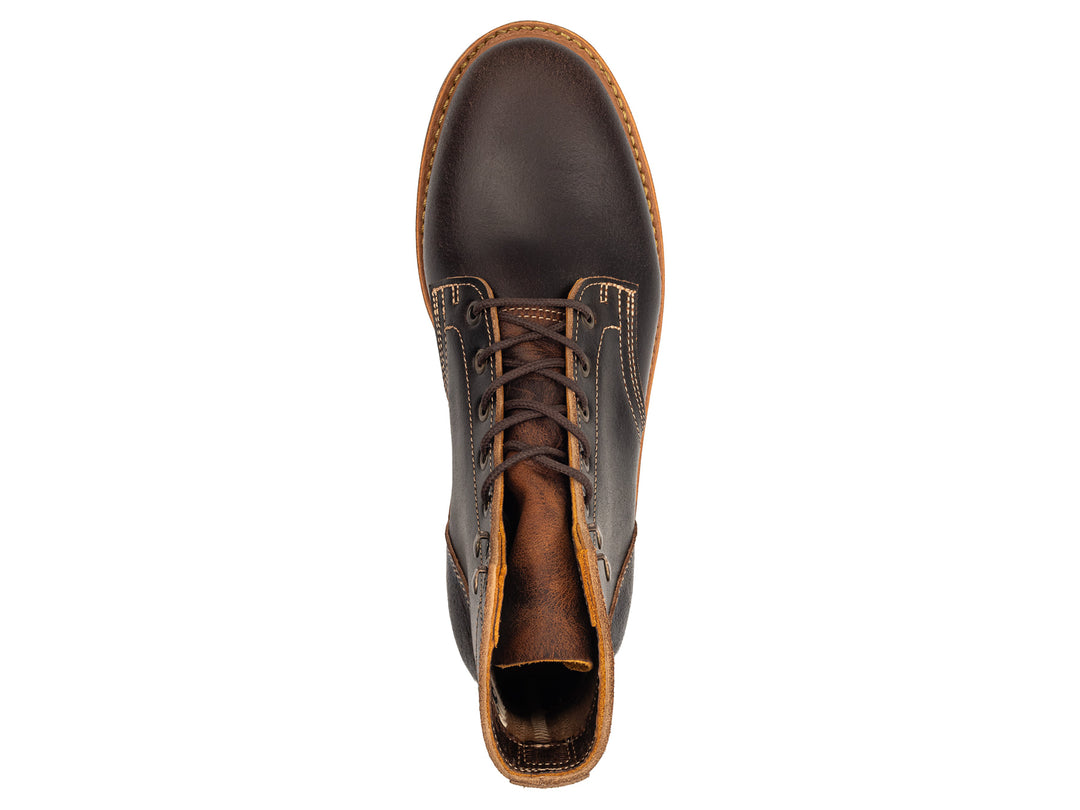 topdown view of java waxed flesh plain toe boot on white background