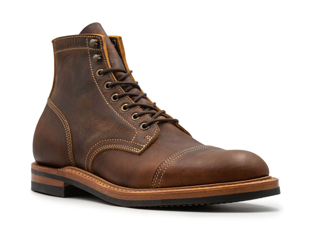 rich brown leather boot on a white background 3QTR view