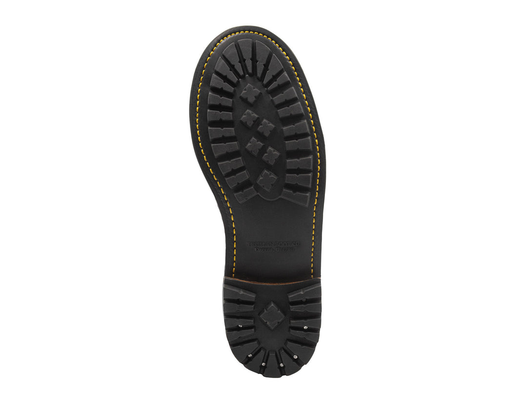 truman commando sole from bottom showing golden stitching and heel nails