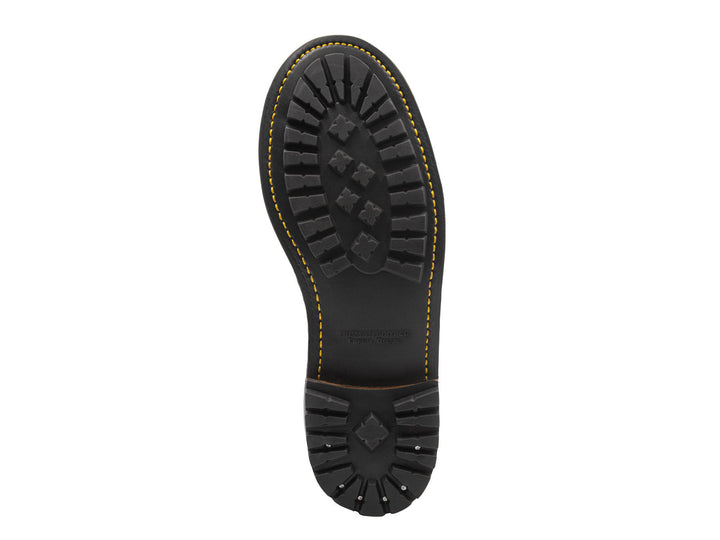 truman commando sole from bottom showing golden stitching and heel nails