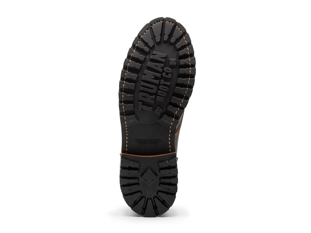 view from bottom of boot of sole on white background
