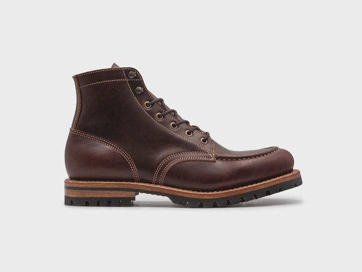 360° rotating view of the Brown Double Shot Moc Toe boot